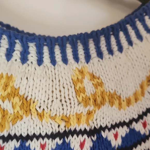 VTG Birch Bros Nordic Fair Isle Novelty Animal Pullover Sweater Blue Sz M - Picture 6 of 12